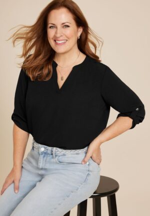Plus Size Atwood 3/4 Sleeve Popover Blouse