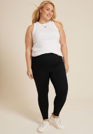 Plus Size Black Super High Rise Pocket Luxe Legging