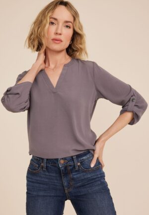 Atwood 3/4 Sleeve Popover Blouse