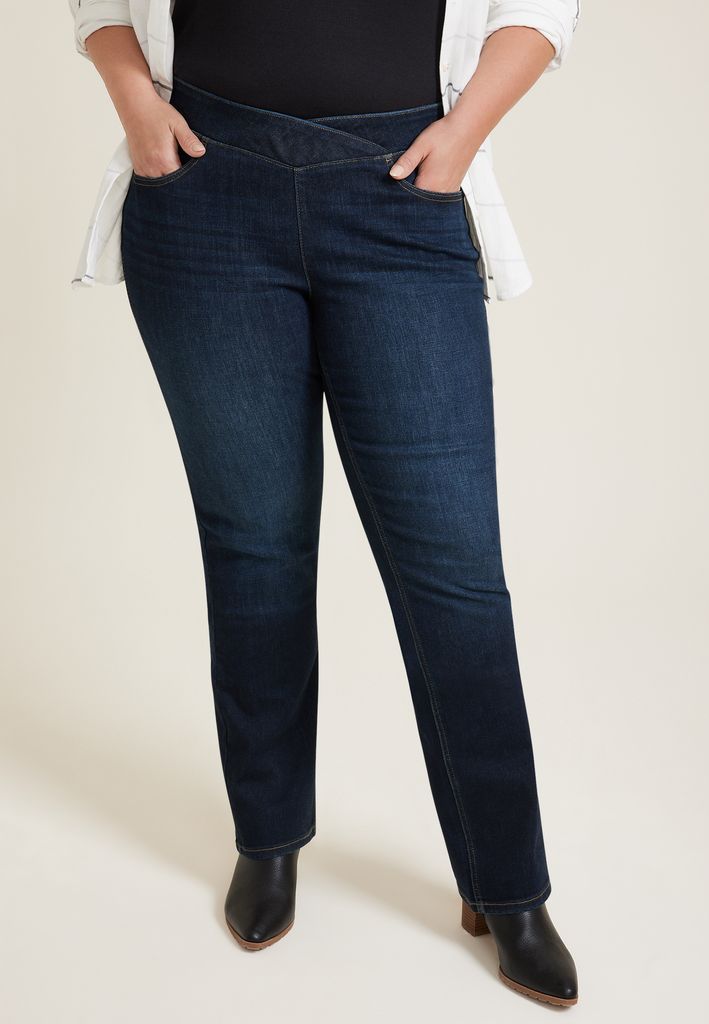 Plus Size m jeans by maurices™ Cool Comfort Crossover Pull On High Rise Barely Boot Jean