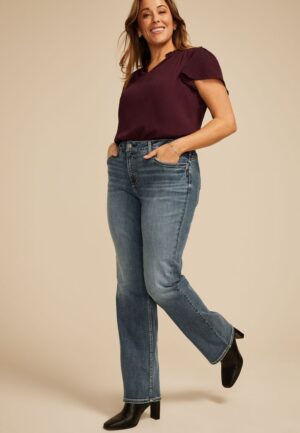 Plus Size Silver Jeans Co.&reg; Suki Curvy Mid Rise Thick Stitch Slim Boot Jean