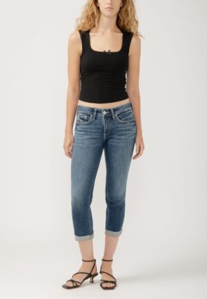 Silver Jeans Co.&reg; Britt Curvy Low Rise Raw Cuff Hem Cropped Jean