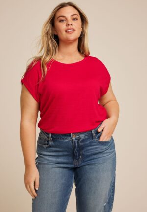 Plus Size 24/7 Clara Textured Short Sleeve Tee