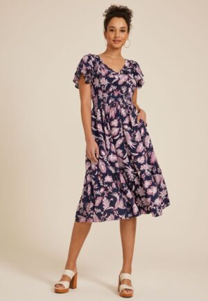 Flutter Smocked Midi Dress