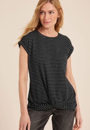 24/7 Austin Striped Knot Hem Short Sleeve Tee