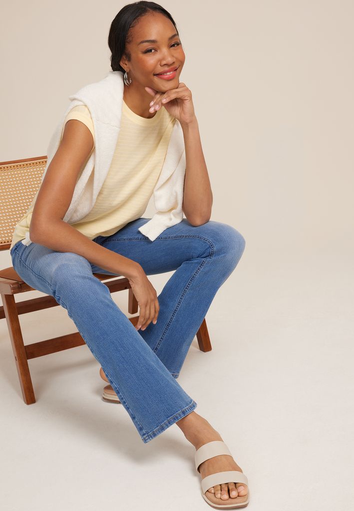 24/7 Austin Striped Knot Hem Short Sleeve Tee - Image 3