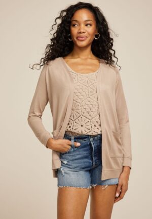 Knit Open Front Pocket Cardigan