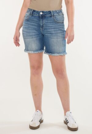 Plus Size KanCan&trade; Mid Rise Fray Hem 8in Bermuda Short