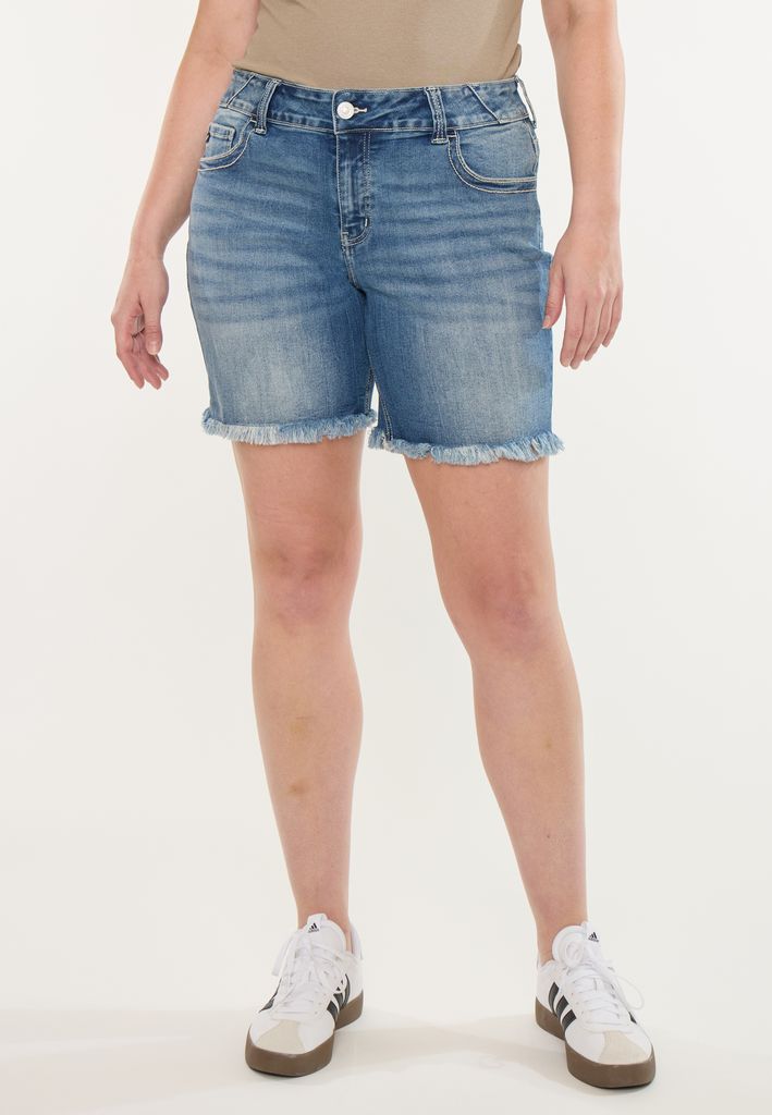 Plus Size KanCan™ Mid Rise Fray Hem 8in Bermuda Short