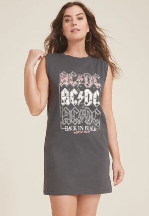 ACDC Cap Sleeve Graphic T Shirt Dress