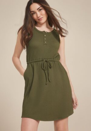 24/7 Bare Henley Wavy Rib Dress