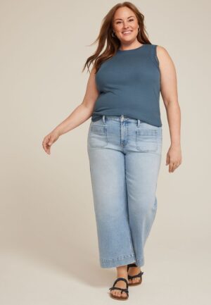 Plus Size Lattice Trim Tank Top