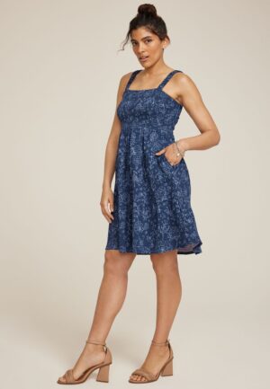 24/7 Bare Floral Smocked Bodice Tiered Mini Dress