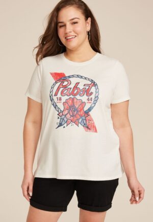 Plus Size Pabst Floral Classic Fit Graphic Tee