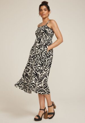 Bare Printed Smocked Midi Dress