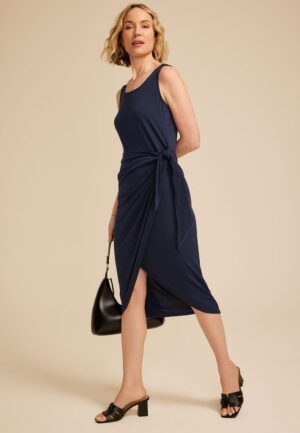 24/7 Bare Wrap Waist Midi Dress