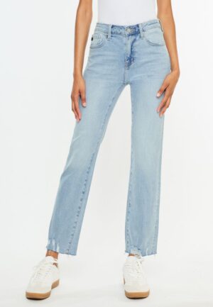 KanCan&trade; High Rise Ripped Hem Straight Jean