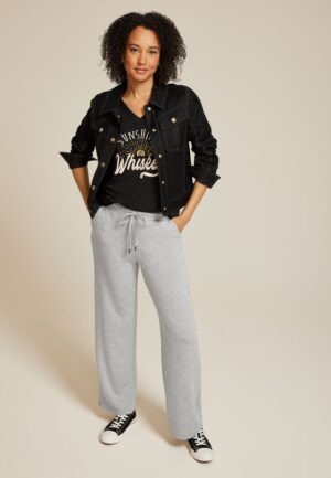 Heathered Scuba Knit Wide Leg Sweatpants