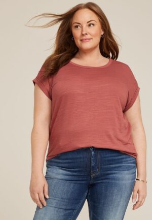 Plus Size 24/7 Clara Textured Short Sleeve Tee