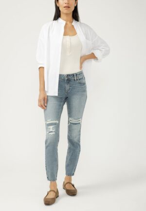 Silver Jeans Co.&reg; Elyse Backed Ripped Mid Rise Skinny Jean