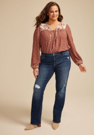 Plus Size edgely&trade; Mid Rise Ripped Slim Boot Jean