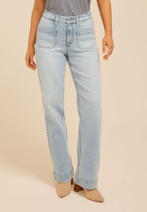 m jeans by maurices&trade; Light Patch Pocket High Rise Wide Leg Jean