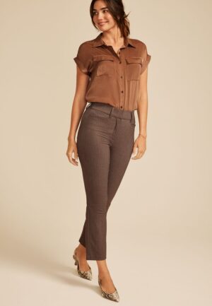 Bengaline Striped Mid Rise Slim Straight Pant