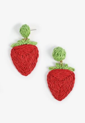 Raffia Strawberry Drop Earrings