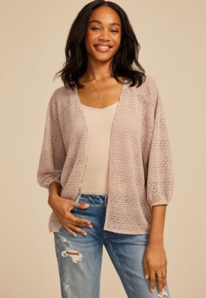 Crochet Blouson Sleeve Kimono