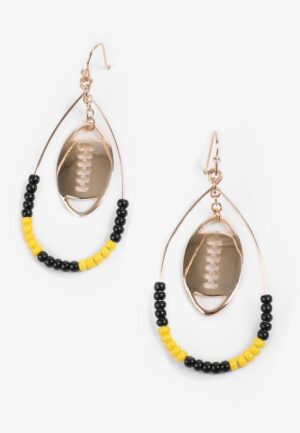 Game Day Black And Yellow Beaded Teardrop Earrings
