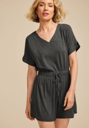 24/7 V Neck Tie Waist Romper