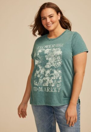 Plus Size Flower Market Classic Fit Graphic Tee