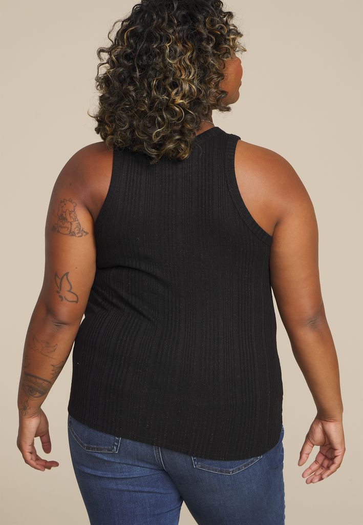 Plus Size 24/7 Highline Metallic Variegated Ribbed Tank Top - Image 2