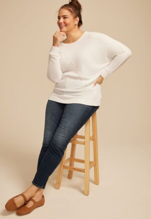 Plus Size 24/7 Dakota Diagonal Seam Long Sleeve Tee