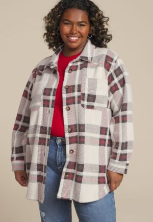 Plus Size Plush Plaid Shacket