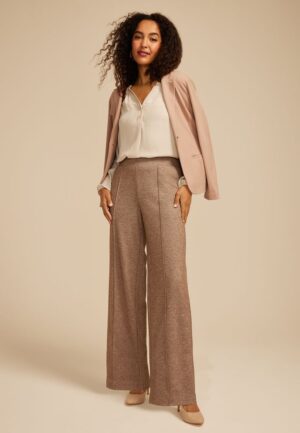 Tweed Knit High Rise Wide Leg Pant