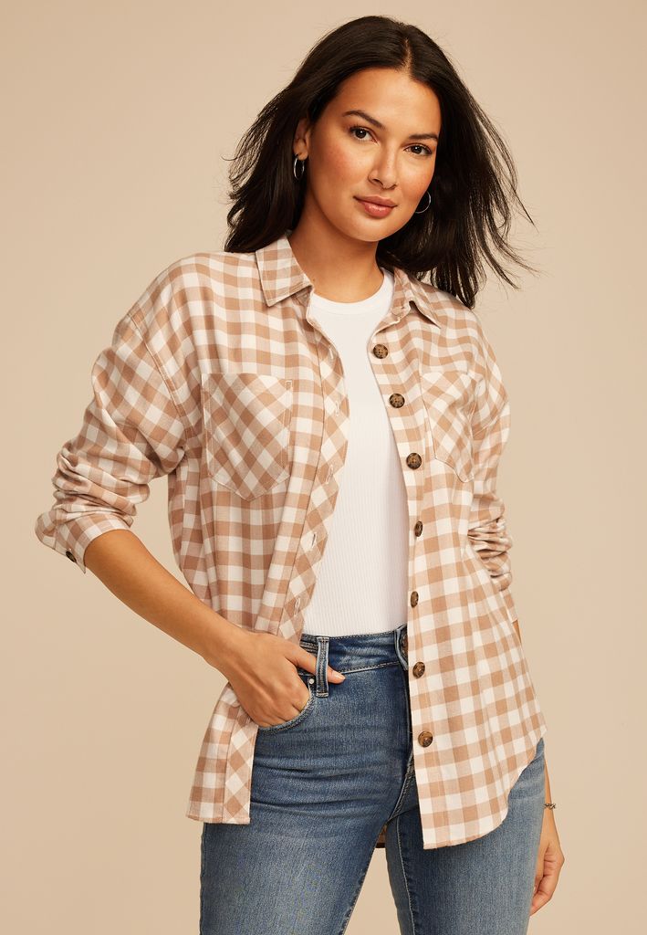 Plaid Button Down Boyfriend Shirt