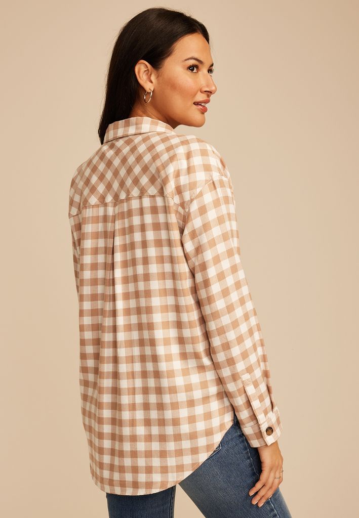 Plaid Button Down Boyfriend Shirt - Image 2
