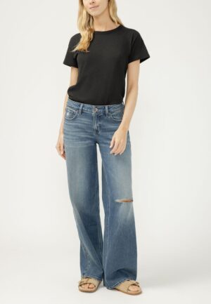 Silver Jeans Co.&reg; Suki Curvy Mid Rise Luxe Stretch Wide Leg Jean