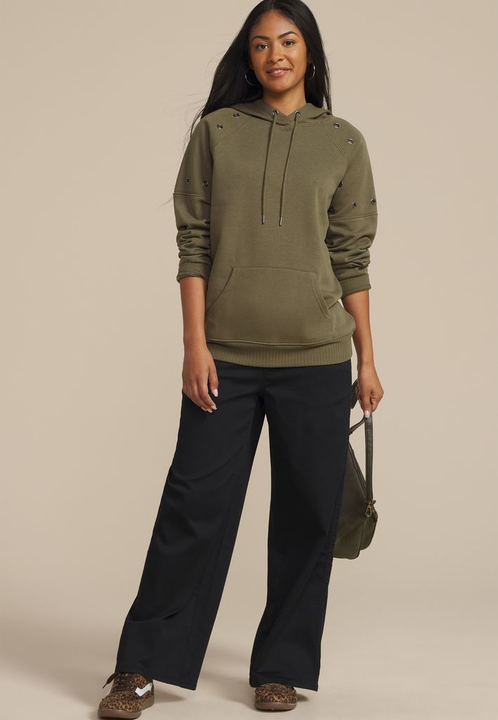 Grommet Trim Accent Hoodie - Image 3