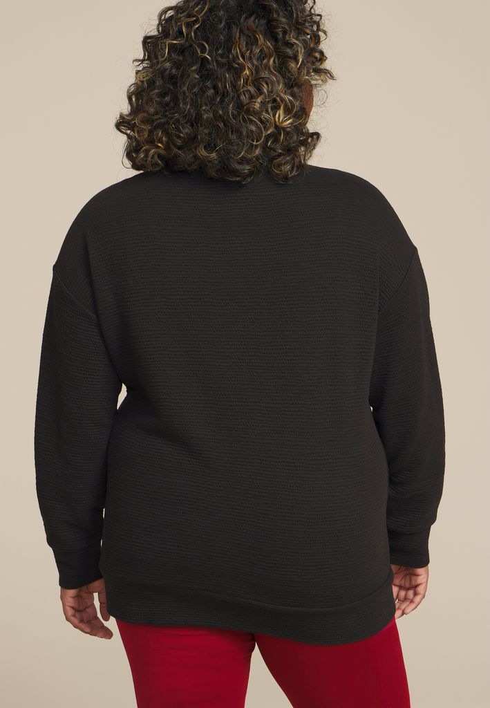 Plus Size Textured Full Zip Sweatshirt - Image 2