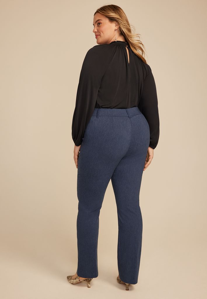 Plus Size Faux Denim Bengaline Mid Rise Bootcut Pant - Image 2