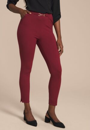 Gold Buckle Ponte Pull On Skinny Pant