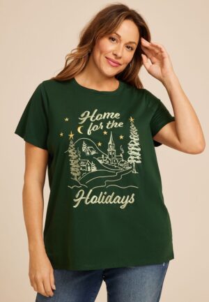 Plus Size Home For The Holidays Classic Fit Graphic Tee