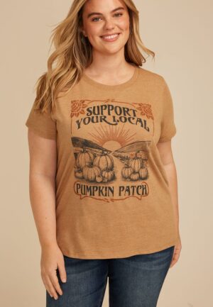 Plus Size Support Your Local Pumpkin Patch Classic Fit Graphic Tee