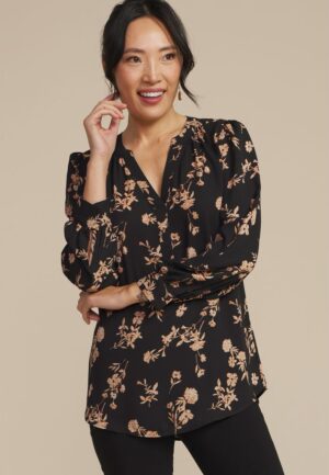 Cinched Back V Neck Blouse