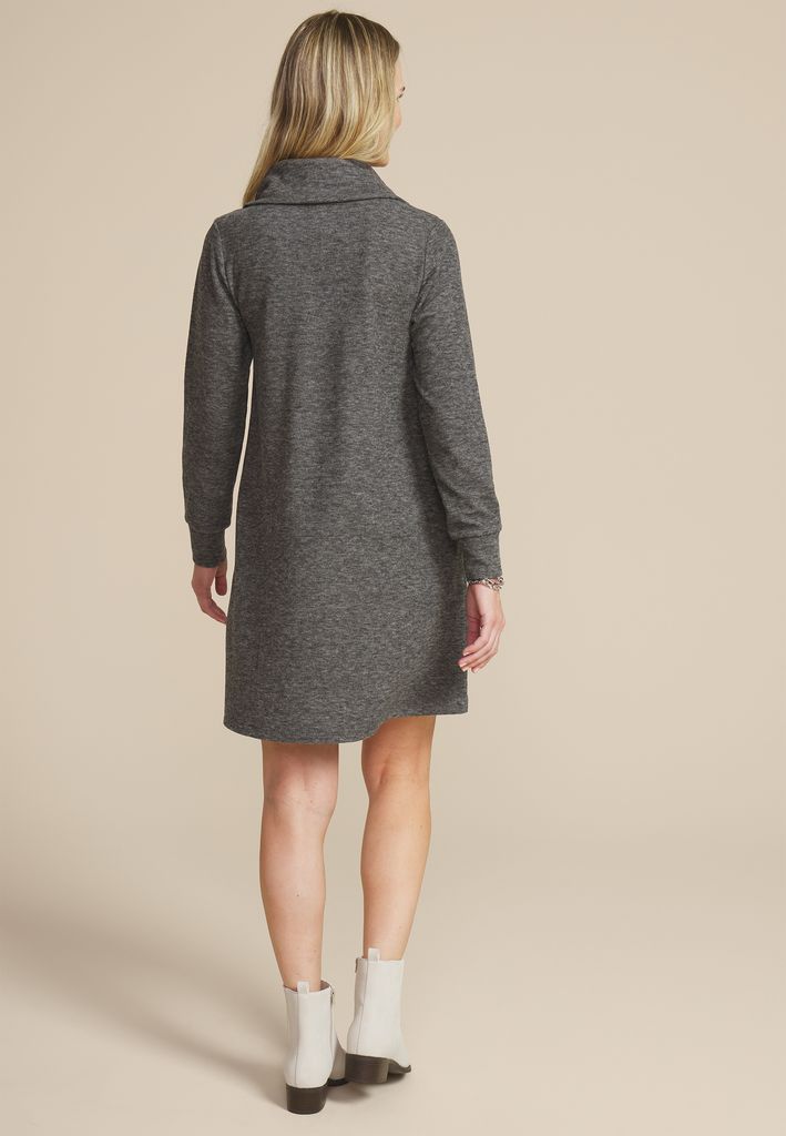 Heather Gray Cowl Neck Sweatshirt Dress - Image 2