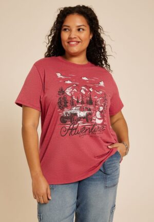 Plus Size Adventure Oversized Fit Graphic Tee