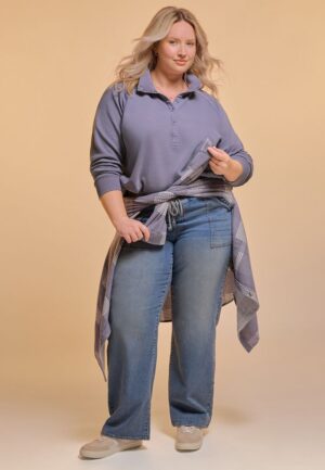 Plus Size m jeans by maurices&trade; Medium Knit High Rise Pull On Wide Leg Jean