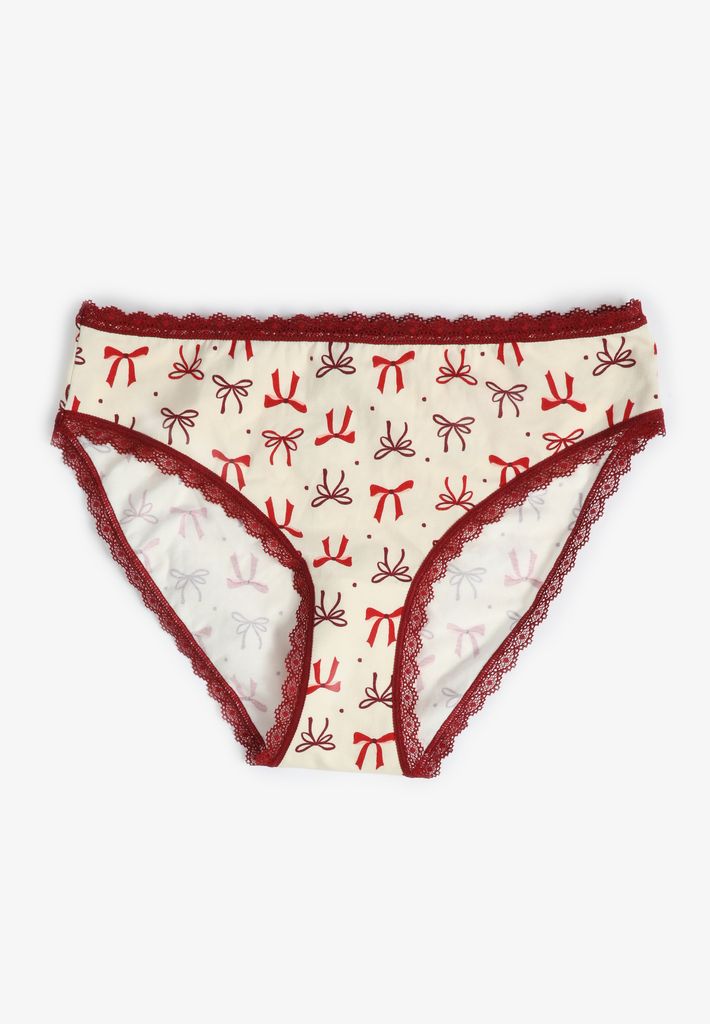 Simply Comfy Cotton Red Bow Bikini Panty